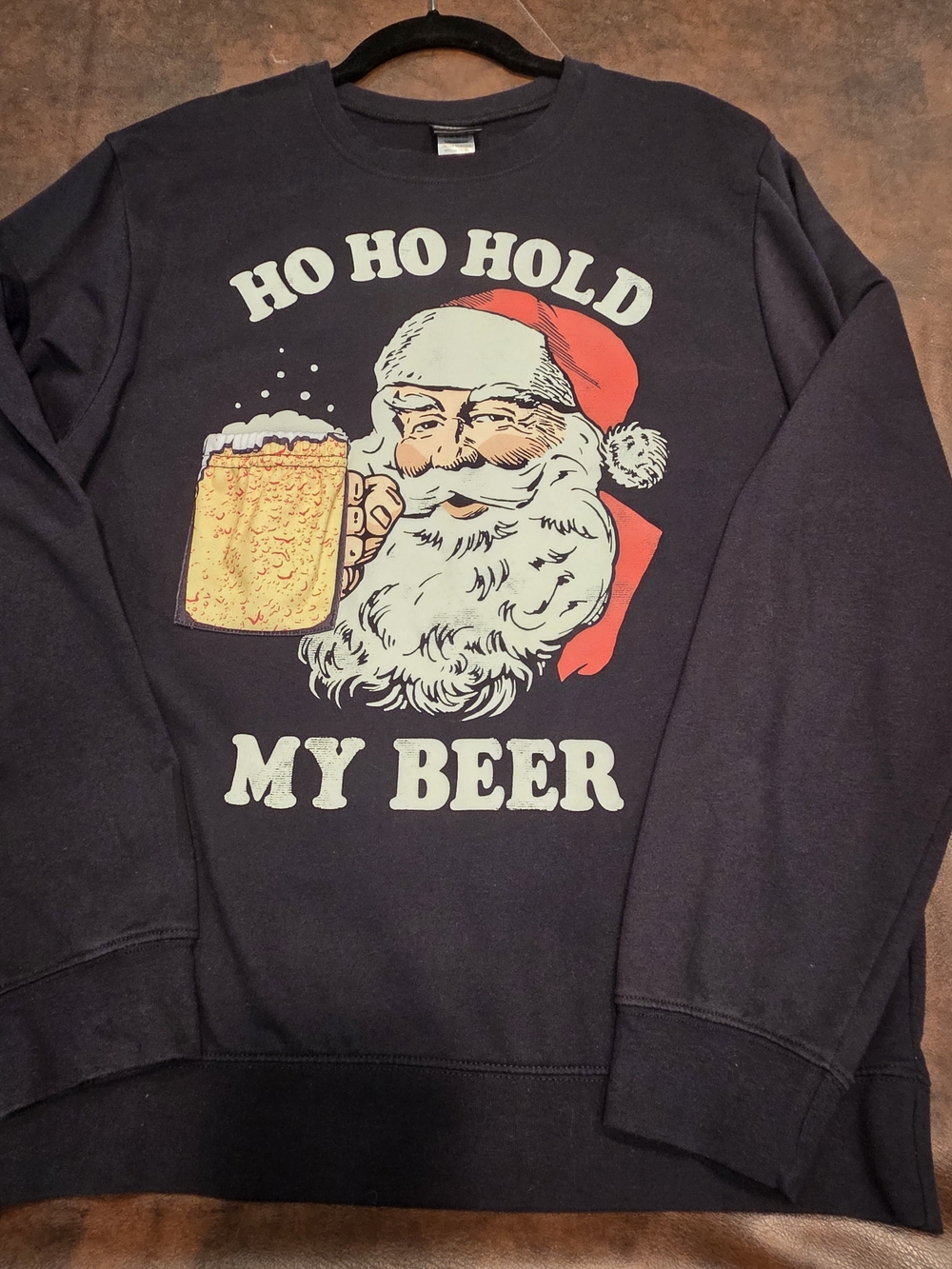 Ho Ho Hold My Beer Graphic Crewneck, Men's Sweater - LG